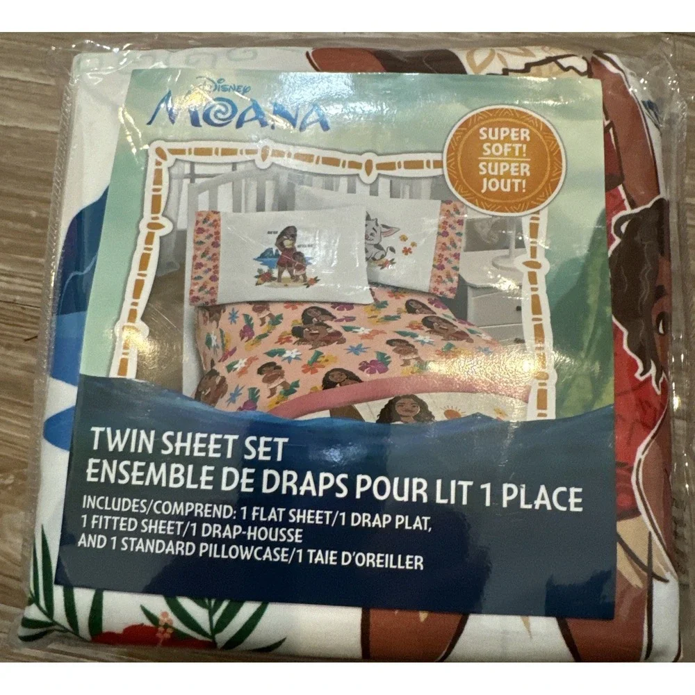 Jay Franco Disney Moana Twin Size Sheet Set w/‎ 3 piece bedding NIB